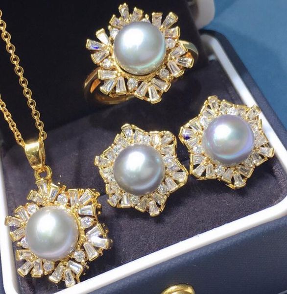 18k package gold freshwater pearl suit 8-9mm chains gold coated process fashion temperament grandma grey snowflake, Silver
18k package gold freshwater pearl suit 8-9mm chains gold coated process fashion temperament grandma grey snowflake, Silver