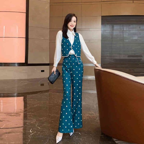 women's two piece pants celebrity style autumn women's color dot stitching fake two-piece shirt wide leg set, White
women's two piece pants celebrity style autumn women's color dot stitching fake two-piece shirt wide leg set, White
