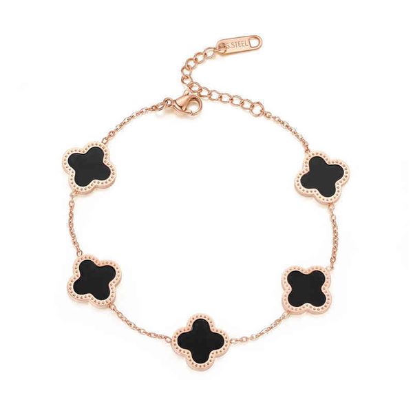japane and korean fashion four leaf five flower bracelet female lucky grass peacock white fritillaria 18k rose gold bracelet, Black
japane and korean fashion four leaf five flower bracelet female lucky grass peacock white fritillaria 18k rose gold bracelet, Black