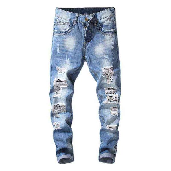 spring summer new men ripped denim trousers fashion casual men's jeans slim skinny pencil pants x220714, Blue
spring summer new men ripped denim trousers fashion casual men's jeans slim skinny pencil pants x220714, Blue