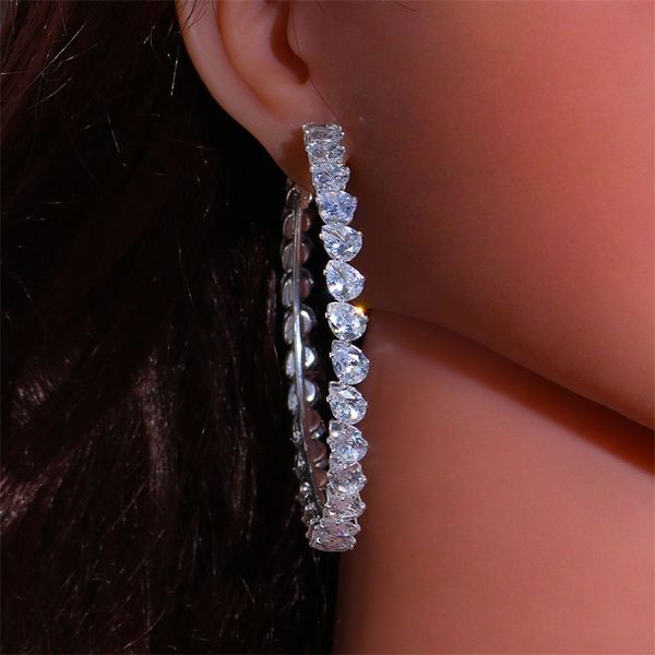 fashion large cubic zirconia hoop stainless steal for women bling statement bridal round big earrings wedding jewelry, Golden
fashion large cubic zirconia hoop stainless steal for women bling statement bridal round big earrings wedding jewelry, Golden