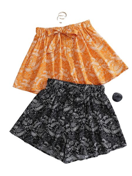 2pcs p.aisley print bow detail s.horts h3xv#, White;black
2pcs p.aisley print bow detail s.horts h3xv#, White;black