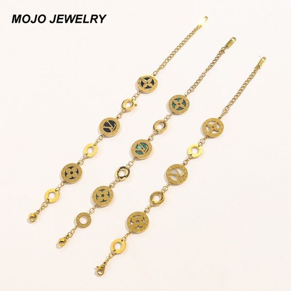 luxury brand four leaf clover circle charm bracelet 18k gold plated stainless steel jewelry for women gift, Golden;silver
luxury brand four leaf clover circle charm bracelet 18k gold plated stainless steel jewelry for women gift, Golden;silver