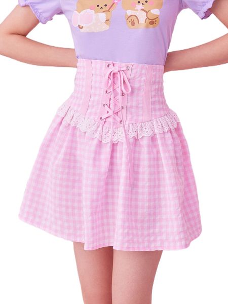 romwe gingham lace up eyelet embroidery skirt u3mn#, Black
romwe gingham lace up eyelet embroidery skirt u3mn#, Black