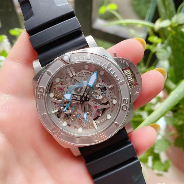 men's watches stainless steel automatic machinery pam01108 hollowed out rubber strap watch, Slivery;brown
men's watches stainless steel automatic machinery pam01108 hollowed out rubber strap watch, Slivery;brown