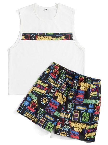 extended sizes men hand & letter graphic tank & drawstring waist shorts y3yt#, Gray
extended sizes men hand & letter graphic tank & drawstring waist shorts y3yt#, Gray
