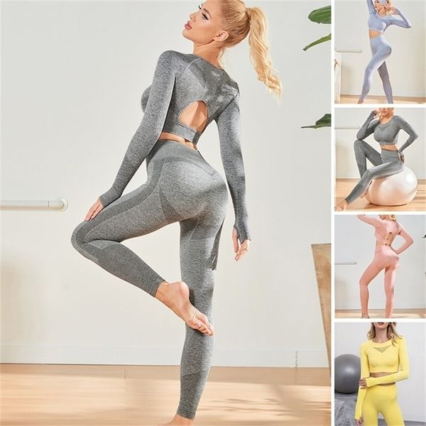 female tracksuit hollow 2pcs set women fitness sports suits seamless workout yoga running sportswear gym clothing 220330, Gray
female tracksuit hollow 2pcs set women fitness sports suits seamless workout yoga running sportswear gym clothing 220330, Gray