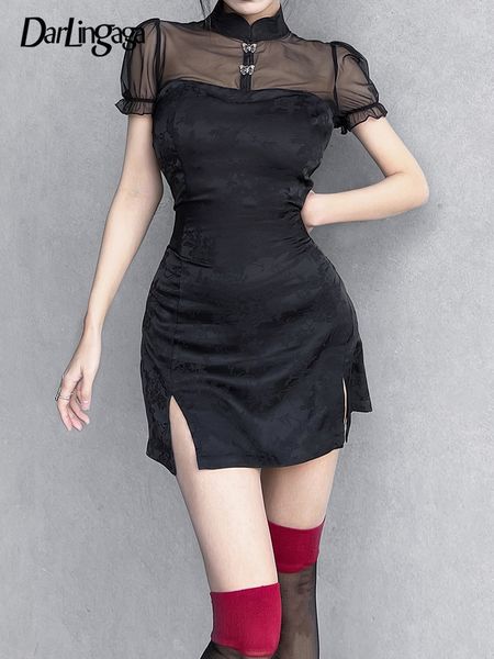 vintage fashion chinese style jacquard black dress women mesh patchwork split summer party dresses elegant goth, Black;gray
vintage fashion chinese style jacquard black dress women mesh patchwork split summer party dresses elegant goth, Black;gray
