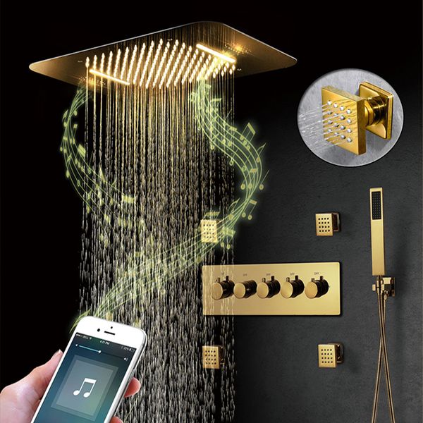 luxury complete gold shower set 5 functions buletooth music bath system remote control led color change ceiling large rain waterfall showerh
luxury complete gold shower set 5 functions buletooth music bath system remote control led color change ceiling large rain waterfall showerh