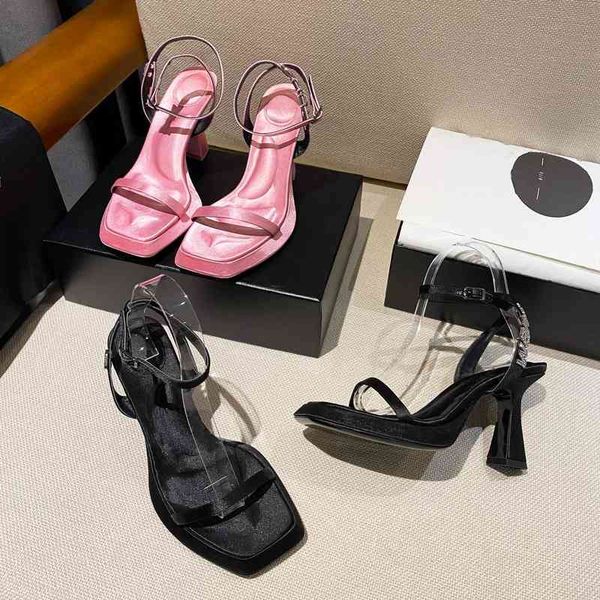 women's sandals high-heeled silk sandals summer shoes open end ankle strap series, Black
women's sandals high-heeled silk sandals summer shoes open end ankle strap series, Black