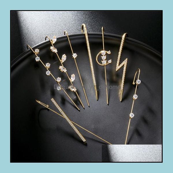 other earrings jewelry shinny crystal cler ear cuff rhinestone clip climber earring fashion piercing ears for wome dhdns, Golden;silver