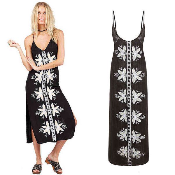 luxury designer women's dresses 6012# bohemian flower embroidery suspender split dresses, Black;gray
luxury designer women's dresses 6012# bohemian flower embroidery suspender split dresses, Black;gray