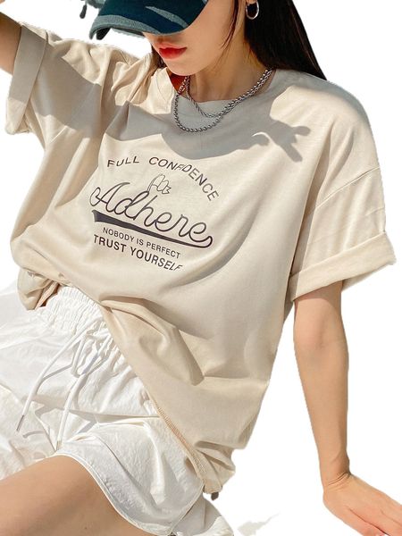 dazy slogan graphic drop shoulder tee 9989#, White
