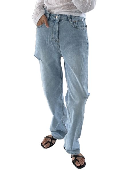 dazy high waist ripped jeans n825#, Blue
