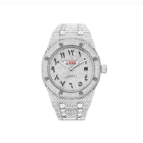Image of 2023A1X8 dign Blu New Japane Quartz Movement Custom Blue Arabic Number Dial Diamond Luxury wrist watch for men women jewelry 15DWK