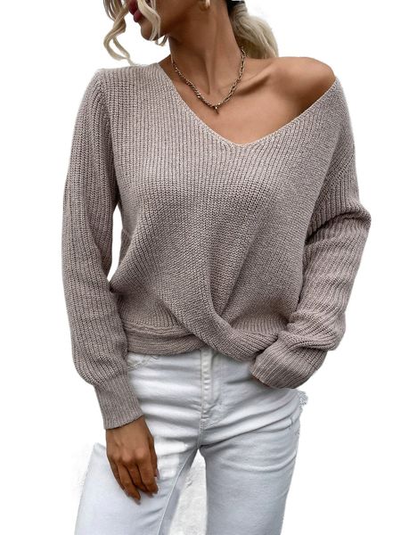 cut out back twist hem sweater 25dr#, White;black