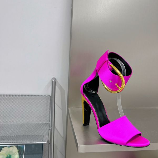 22 new sandals big buckle metal heel silk satin fish mouth open toe thick heel high women, Black
22 new sandals big buckle metal heel silk satin fish mouth open toe thick heel high women, Black