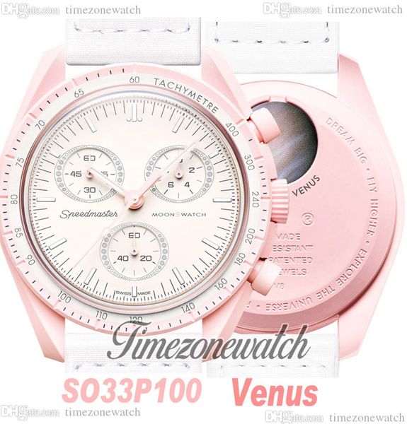 bioceramic moonswatch swiss quqrtz chronograph mens watch so33p100 mission to venus real pink ceramic white nylon satch with box super editi, Slivery;brown
bioceramic moonswatch swiss quqrtz chronograph mens watch so33p100 mission to venus real pink ceramic white nylon satch with box super editi, Slivery;brown