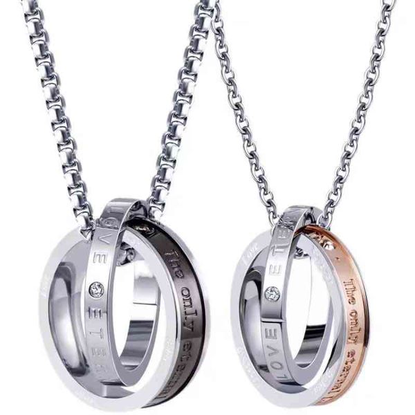 couple necklace ins niche dign sense titanium steel men's hip hop cool double ring pendant fashion versatile necklace women, Silver
couple necklace ins niche dign sense titanium steel men's hip hop cool double ring pendant fashion versatile necklace women, Silver