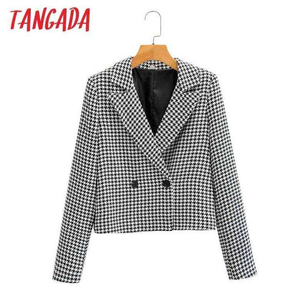 suit tangada women houndstooth tweed blazer jacket short style double breasted, White;black
suit tangada women houndstooth tweed blazer jacket short style double breasted, White;black