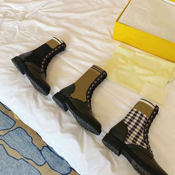 boots knitted color matching martin boots women's autumn winter middle tube lace up letter elastic short thick heel thin, Black
boots knitted color matching martin boots women's autumn winter middle tube lace up letter elastic short thick heel thin, Black