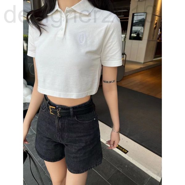 women's t-shirt designer chao brand 22 early spring new simple embroidery letters high waist open polo short sleeve t-shirt olsp, White
women's t-shirt designer chao brand 22 early spring new simple embroidery letters high waist open polo short sleeve t-shirt olsp, White