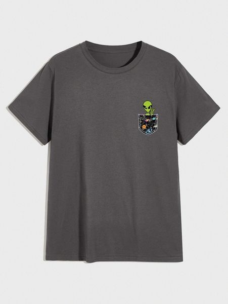 men alien print tee e5lx#, White;black