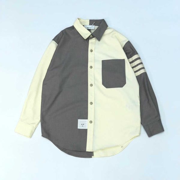 2022 europe usa classic stripe cotton webbing patchwork tee long sleeve casual shirt, Black;brown
2022 europe usa classic stripe cotton webbing patchwork tee long sleeve casual shirt, Black;brown