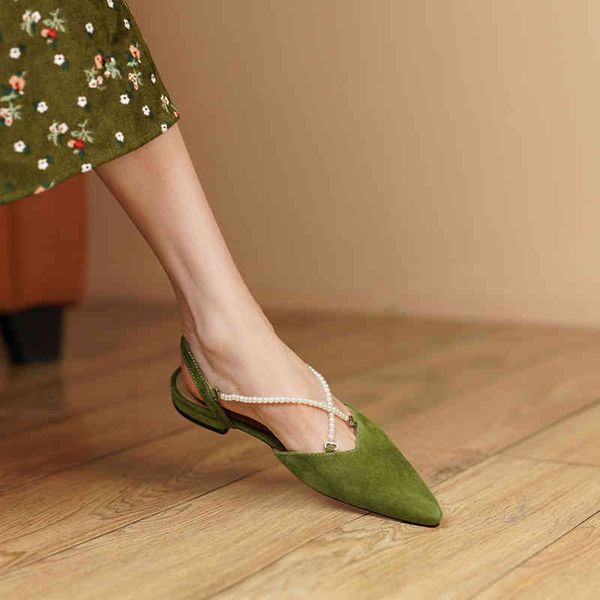 sandals spring french style temperament leather pointed green flat bottom minority baotou thick heel sandals women's back empty single, Black
sandals spring french style temperament leather pointed green flat bottom minority baotou thick heel sandals women's back empty single, Black