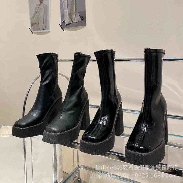 boots autumn and winter high-heeled short boots women's side zipper square head middle tube thick heel bottom increased, Black
boots autumn and winter high-heeled short boots women's side zipper square head middle tube thick heel bottom increased, Black