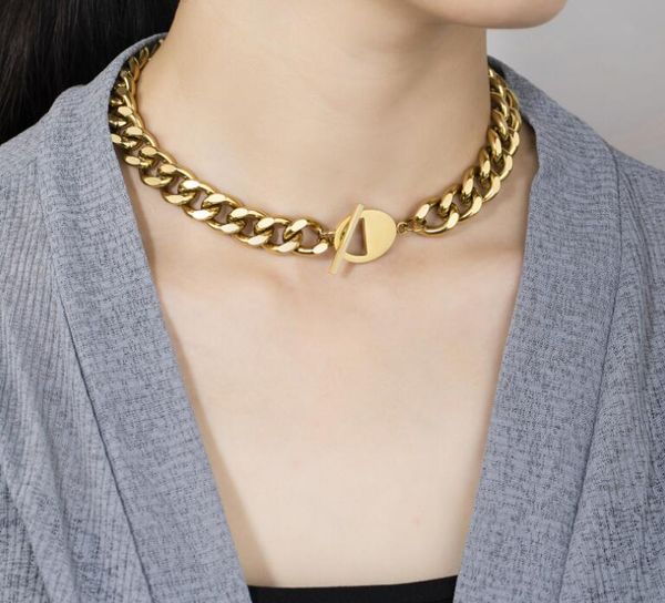 18k chain gold plated grinding 13mm necklace personality 33cm set, Black 
18k chain gold plated grinding 13mm necklace personality 33cm set, Black