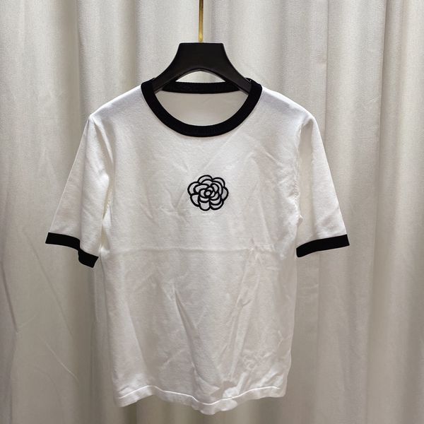 408 2022 summer sweater prom fashion short sleeve crew neck pullover black white flora print womens clothes brand same style yl, White;black
408 2022 summer sweater prom fashion short sleeve crew neck pullover black white flora print womens clothes brand same style yl, White;black
