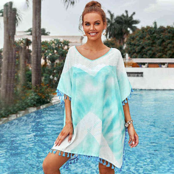 designer women's swimsuit bikini dillamon 2022 summer blouse tie dyed tassel holiday short sleeved beach skirt 42500, White;black
designer women's swimsuit bikini dillamon 2022 summer blouse tie dyed tassel holiday short sleeved beach skirt 42500, White;black