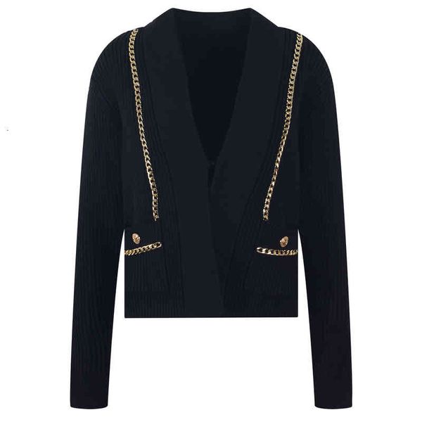 women's knits tees lazy style black chain pocket v-neck sweater cardigan sweater women's clothing autumn and winter style 7058, White
women's knits tees lazy style black chain pocket v-neck sweater cardigan sweater women's clothing autumn and winter style 7058, White