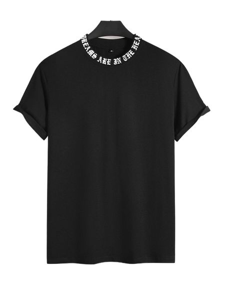men letter graphic mock neck tee y5cd#, White;black
men letter graphic mock neck tee y5cd#, White;black