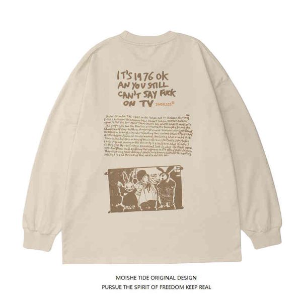 moishe tide vintage funny letter printed long sleeve t-shirt men's and women's fashion brand loose casual couple thin sweater, Black
moishe tide vintage funny letter printed long sleeve t-shirt men's and women's fashion brand loose casual couple thin sweater, Black
