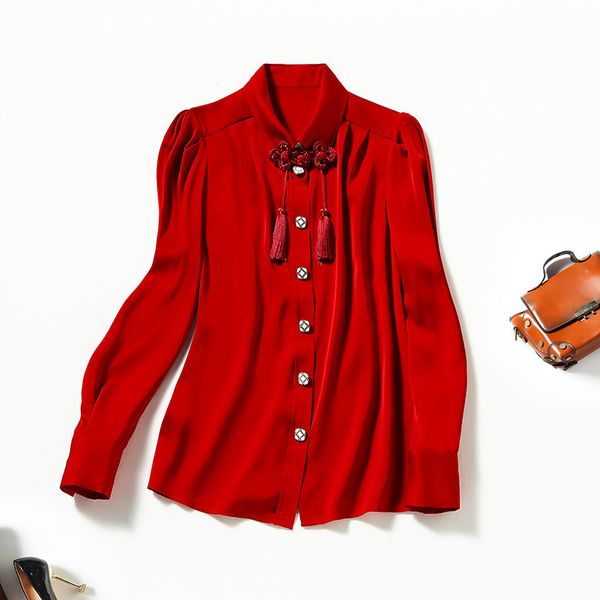 women's blouses & shirts nanyou spring lapel single row button mulberry silk long sleeve cardigan shirt pan women's f5er, White
women's blouses & shirts nanyou spring lapel single row button mulberry silk long sleeve cardigan shirt pan women's f5er, White