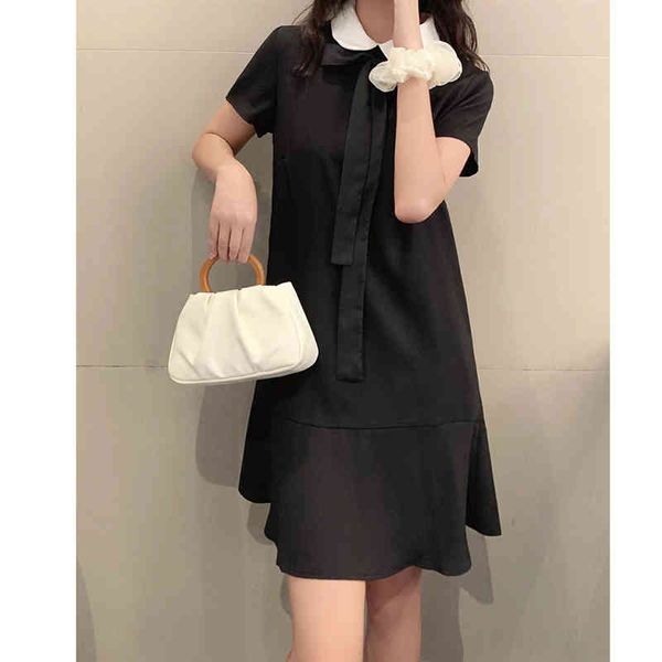 casual dresses temperament sweet aging peterpan doll collar detachable lace up lotus leaf hem color matching elegant temperament dress women, Black;gray
casual dresses temperament sweet aging peterpan doll collar detachable lace up lotus leaf hem color matching elegant temperament dress women, Black;gray