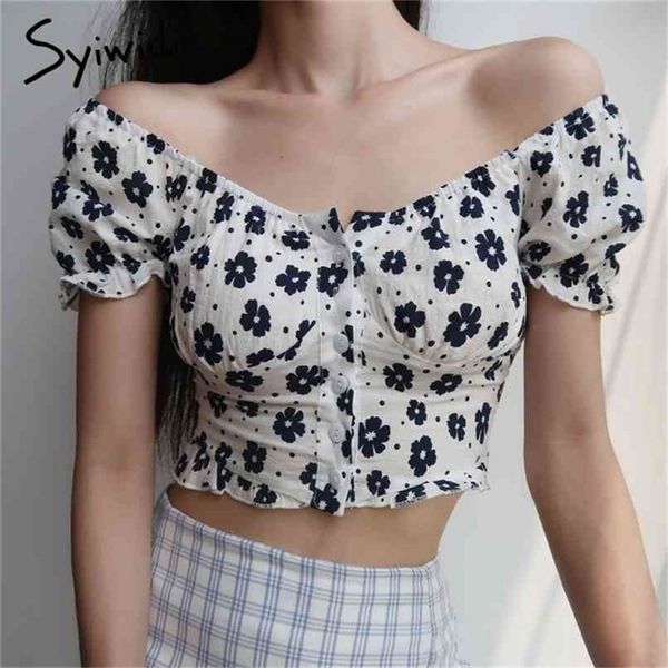 flower shirt women vintage puff sleeve korean fashion clothing button up blouse slash neck floral short 210607, White
flower shirt women vintage puff sleeve korean fashion clothing button up blouse slash neck floral short 210607, White