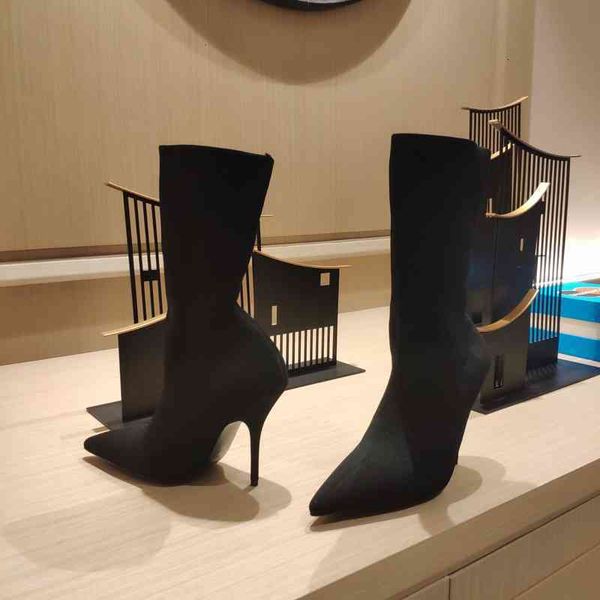 women's mid boots calf elastic socks boots pointed high heels winter shoes series, Black
women's mid boots calf elastic socks boots pointed high heels winter shoes series, Black