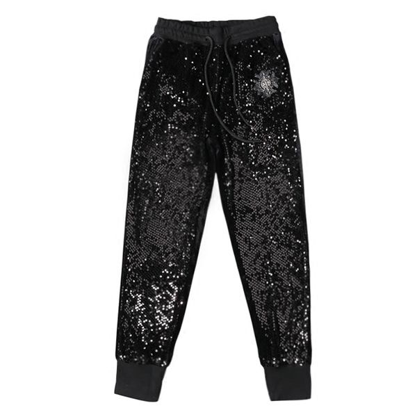 casual women high waist pants drawstring shiny sequined casual lady trousers velour superelast hip hop female long sequins pants y200418, Black;white
casual women high waist pants drawstring shiny sequined casual lady trousers velour superelast hip hop female long sequins pants y200418, Black;white