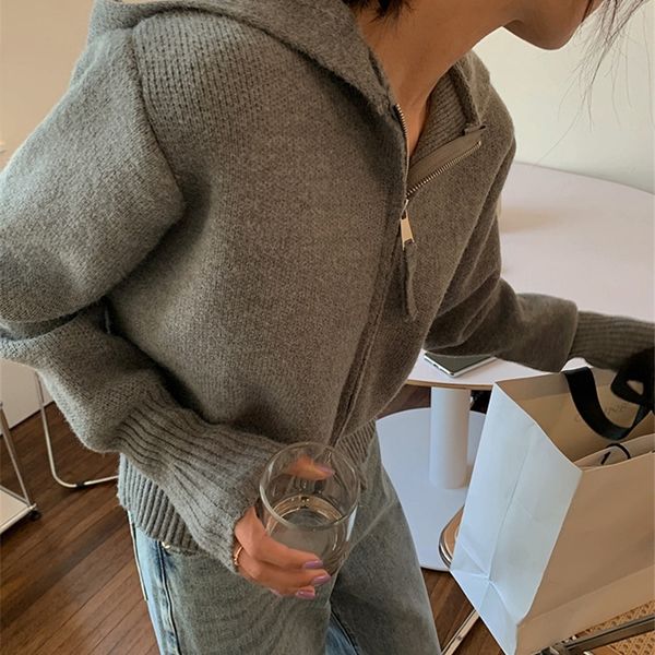 women's polos knitted cardigan women's spring and autumn slim hooded double zipper short sweater solid color temperament coat fash, White
women's polos knitted cardigan women's spring and autumn slim hooded double zipper short sweater solid color temperament coat fash, White