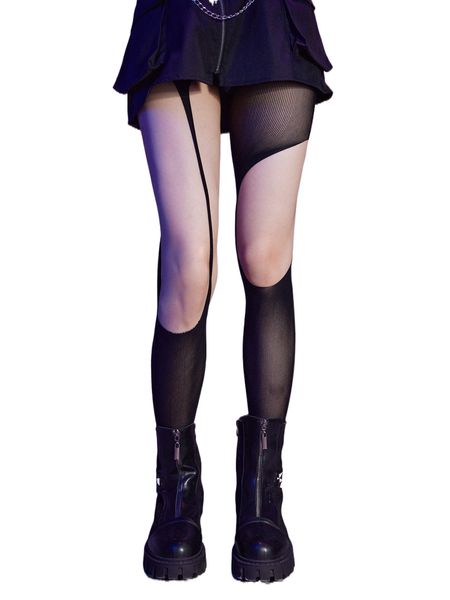 romwe cyber luvr 1pair cut out tights 62xi#, Black;white 
romwe cyber luvr 1pair cut out tights 62xi#, Black;white