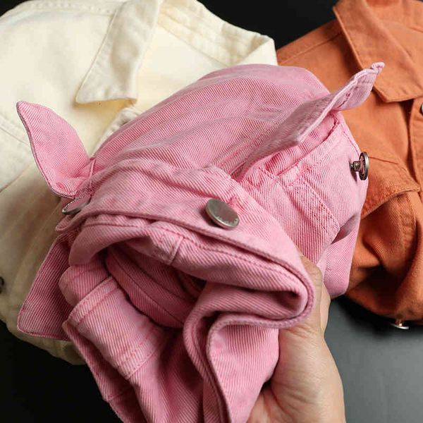 women's blouses & shirts fresh sunshine orange brightens the eyes and whitens skin ~ fresh loose short denim jacket for women in early, White
women's blouses & shirts fresh sunshine orange brightens the eyes and whitens skin ~ fresh loose short denim jacket for women in early, White