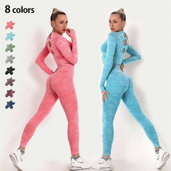 women seamless yoga set long sleeve upper high waist belly control sport leggings gym clothes camouflage suit girls 220330, Gray
women seamless yoga set long sleeve upper high waist belly control sport leggings gym clothes camouflage suit girls 220330, Gray