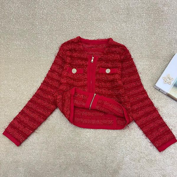 520 2022 summer kint cardigan long sleeve crew neck brand same style sweater red plaid luxury womens clothes xue, White;black
520 2022 summer kint cardigan long sleeve crew neck brand same style sweater red plaid luxury womens clothes xue, White;black