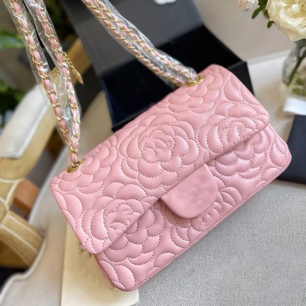 ly camellia double flap quilted designer bag real leather embroidery pink green gold metal chain one shoulder crossbody coin purse luxury la
ly camellia double flap quilted designer bag real leather embroidery pink green gold metal chain one shoulder crossbody coin purse luxury la