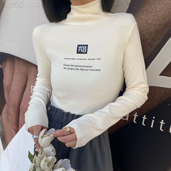 women's t-shirt designer aw dawang plush high collar bottomed shirt women's printed letters slim fit versatile elastic tight inner, White
women's t-shirt designer aw dawang plush high collar bottomed shirt women's printed letters slim fit versatile elastic tight inner, White