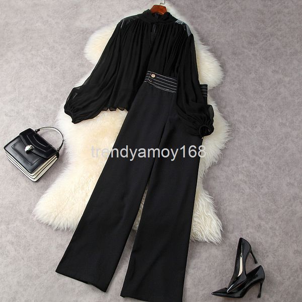 women's two piece pants spring and summer women's style lantern sleeve loose chiffon with suspender + pendant wide leg set 12007, White
women's two piece pants spring and summer women's style lantern sleeve loose chiffon with suspender + pendant wide leg set 12007, White
