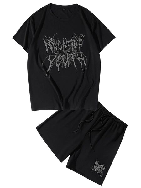 extended sizes men rhinestone letter tee & shorts q0bj#, Gray 
extended sizes men rhinestone letter tee & shorts q0bj#, Gray